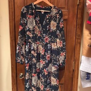 a new day Floral Long Sleeve Dress in dark green